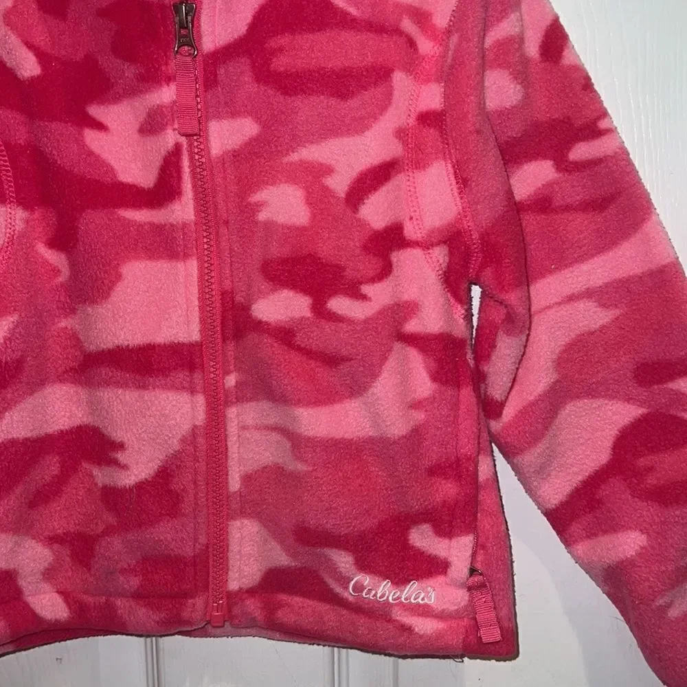 Cabela’s little girl youth XS 4/5 pink warm fleece Camo camouflage  jacket